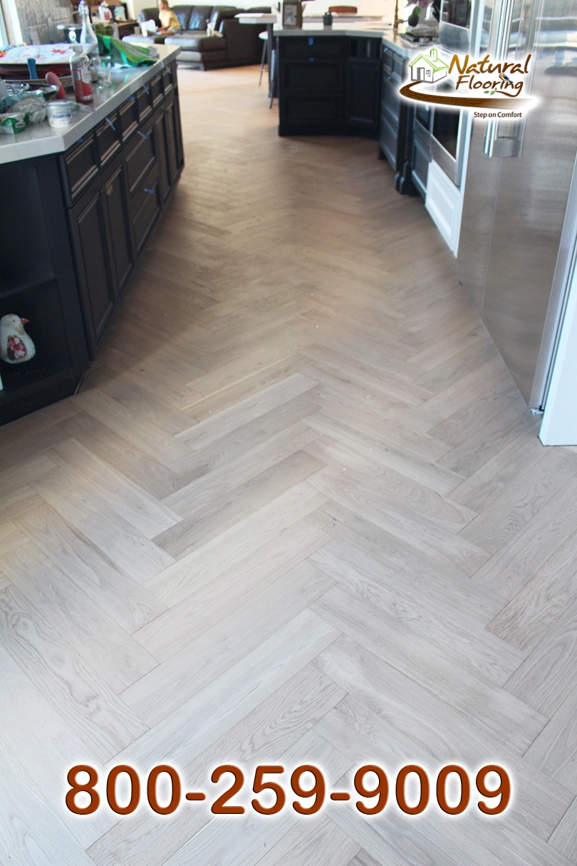 Cream Herringbone European Oak Wood Floor