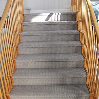 Mission Square Gray Whisper Carpet Stairs 1
