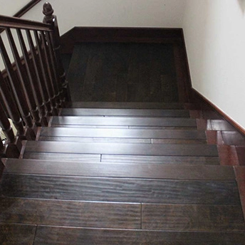 Maple Cappuccino Handscraped Engineered Wood Stairs Elegance 3 513966