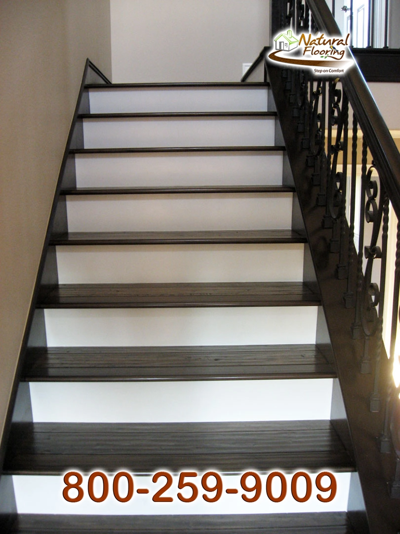 Closed Step White Riser Stained Skirtboard