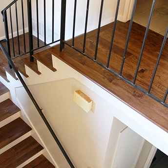 Hickory Gunstock Oasis Distressed Engineered Wood Stairs 1