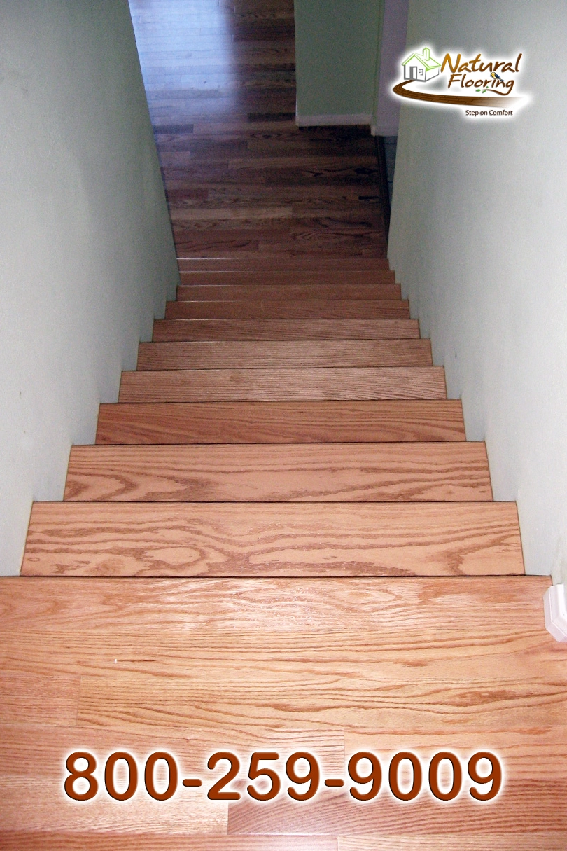 Solid tread wood stairs