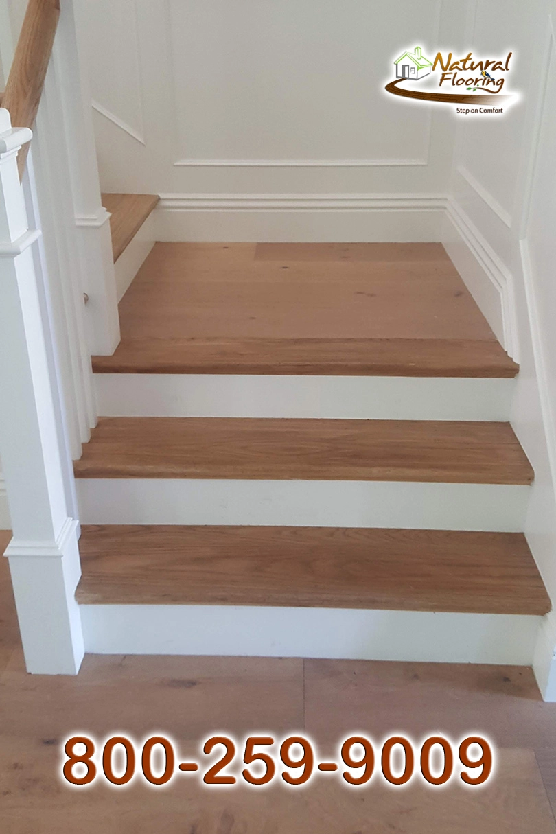 Solid tread wood stairs