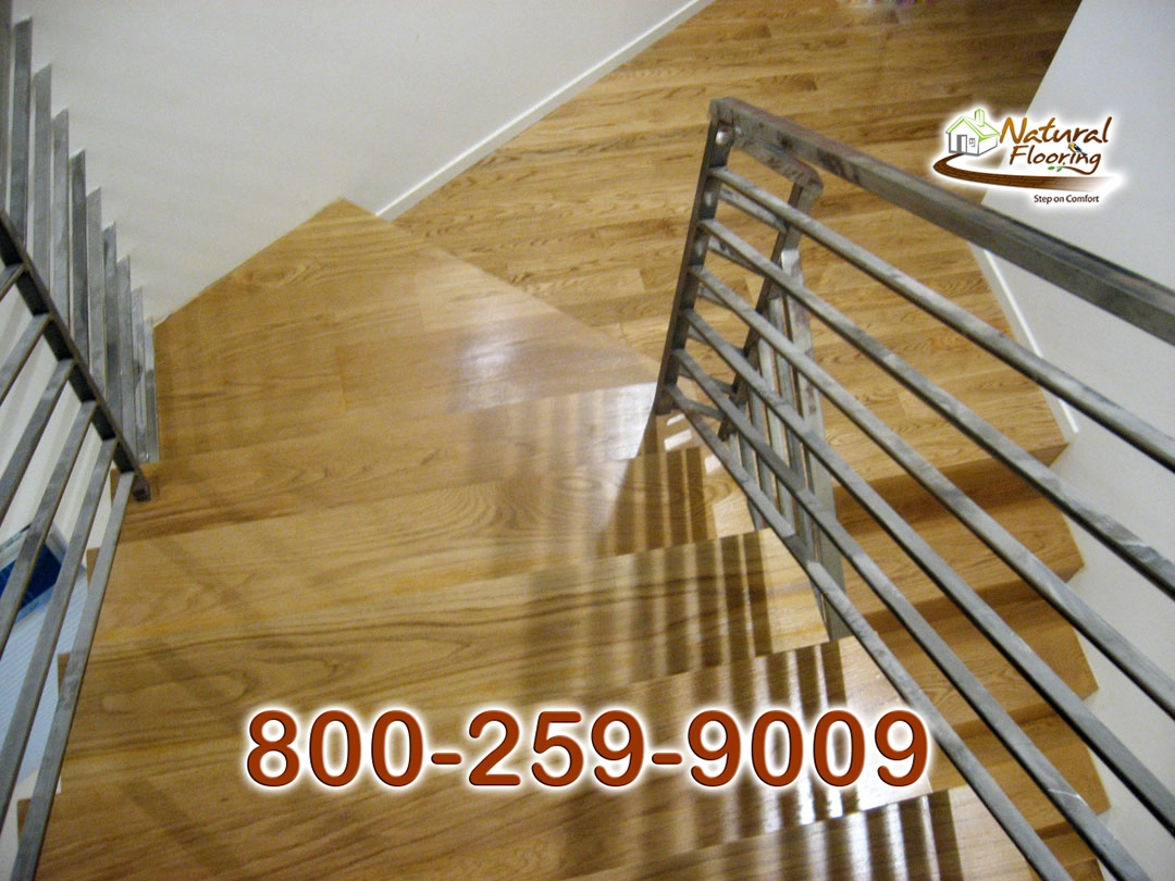 Solid tread wood stairs