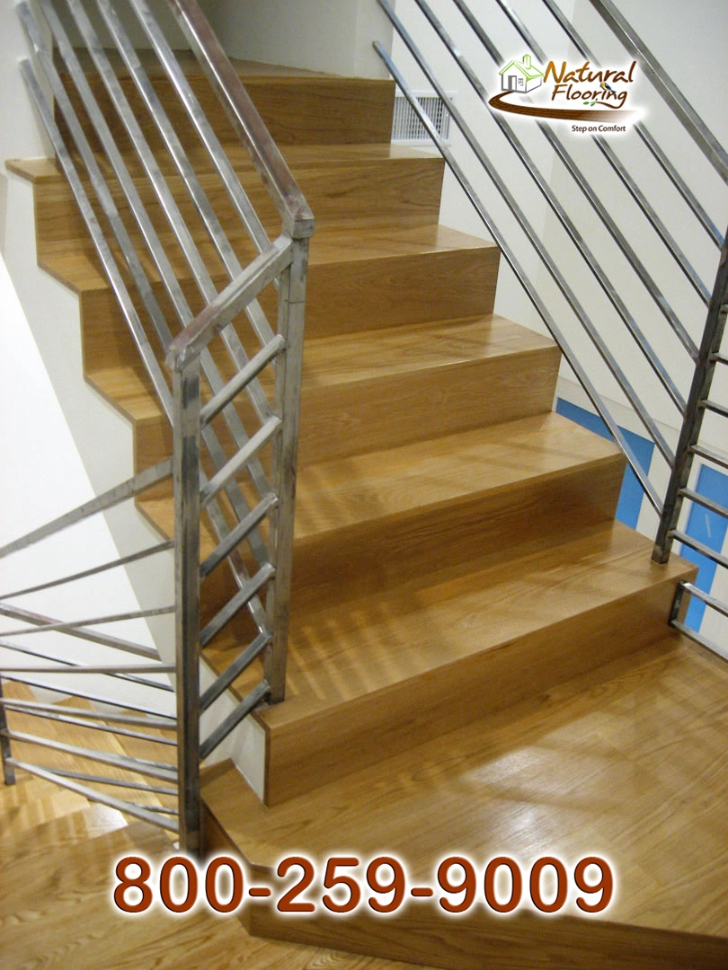 Solid tread wood stairs