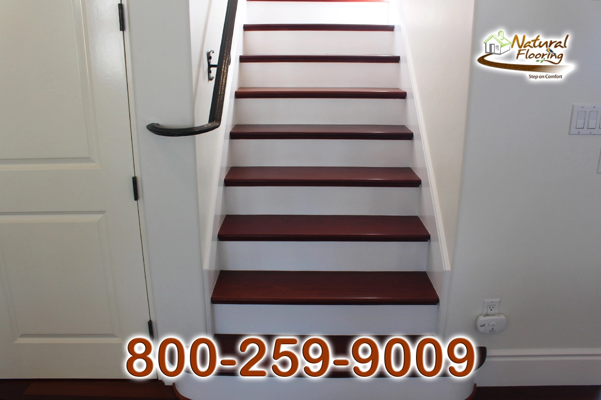 Solid tread wood stairs