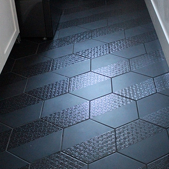 Black Patterned Laundry Tile Floor 1