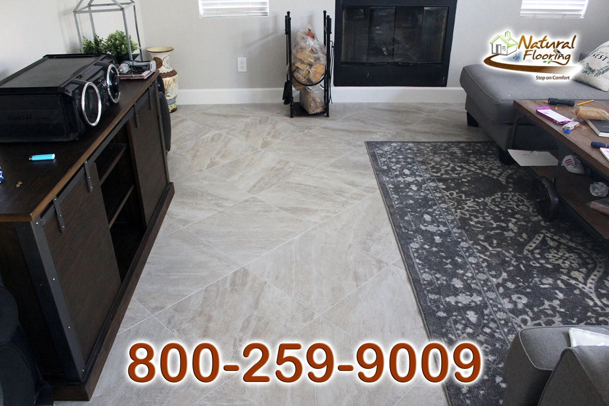 Diagonal Square Porcelain Tile Floor
