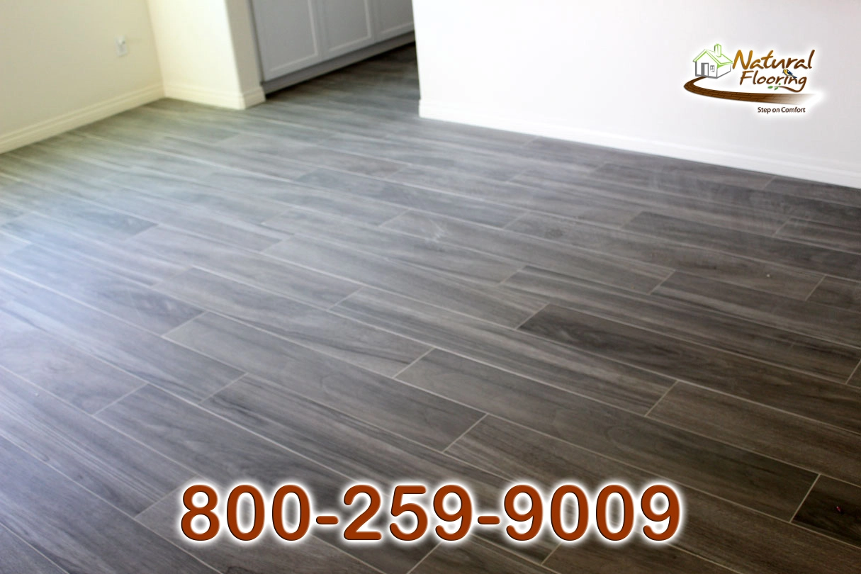 Gray Hickory Wood Tile Floor