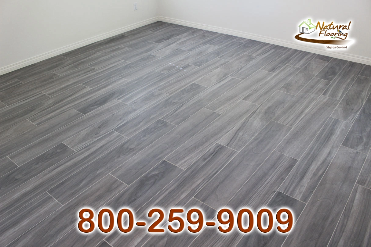 Gray Hickory Wood Tile Floor
