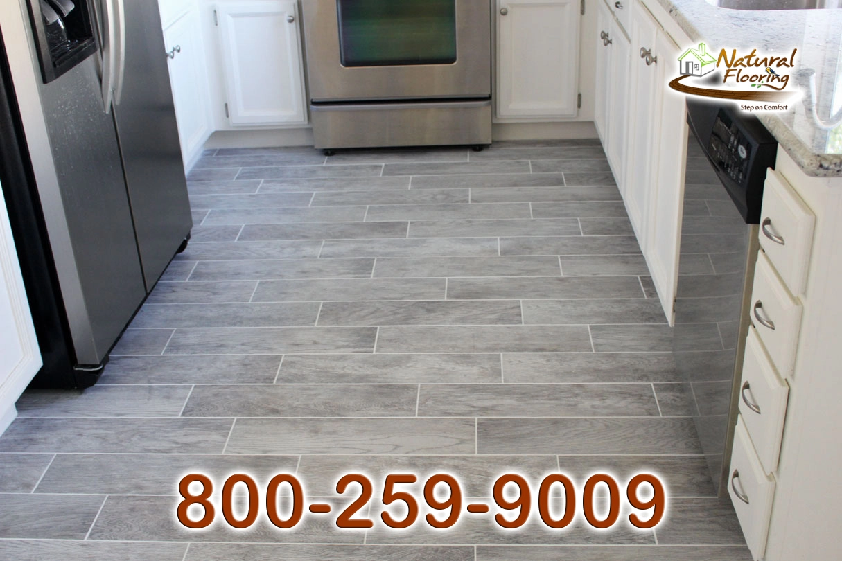 Gray Hickory Wood Tile Floor