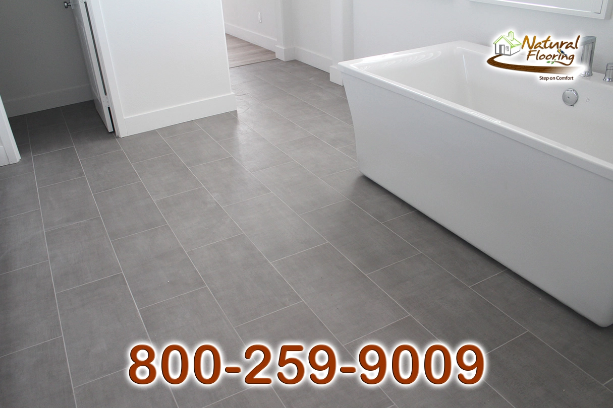 Master Bathroom Stagged Porcelain Tile Floors