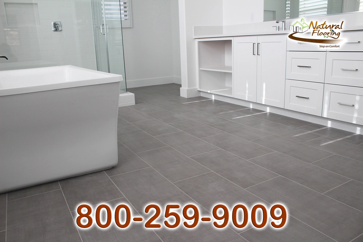 Master Bathroom Stagged Porcelain Tile Floors