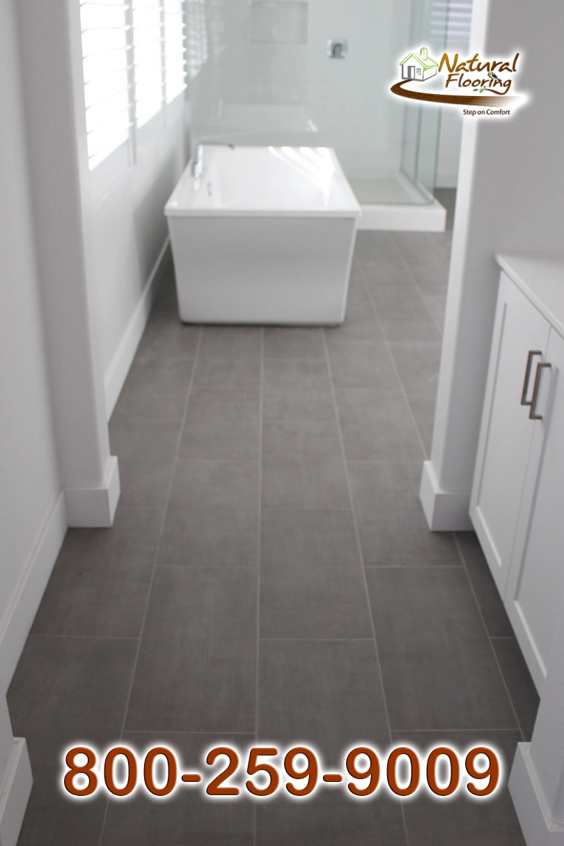Master Bathroom Stagged Porcelain Tile Floors