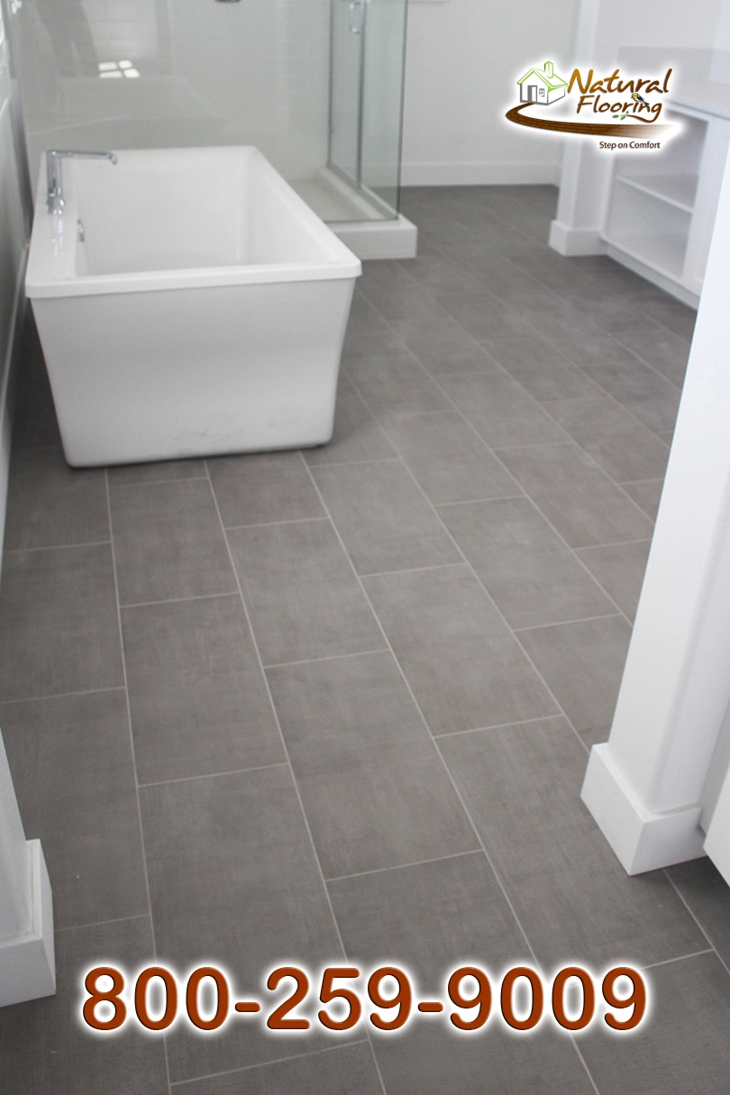 Master Bathroom Stagged Porcelain Tile Floors