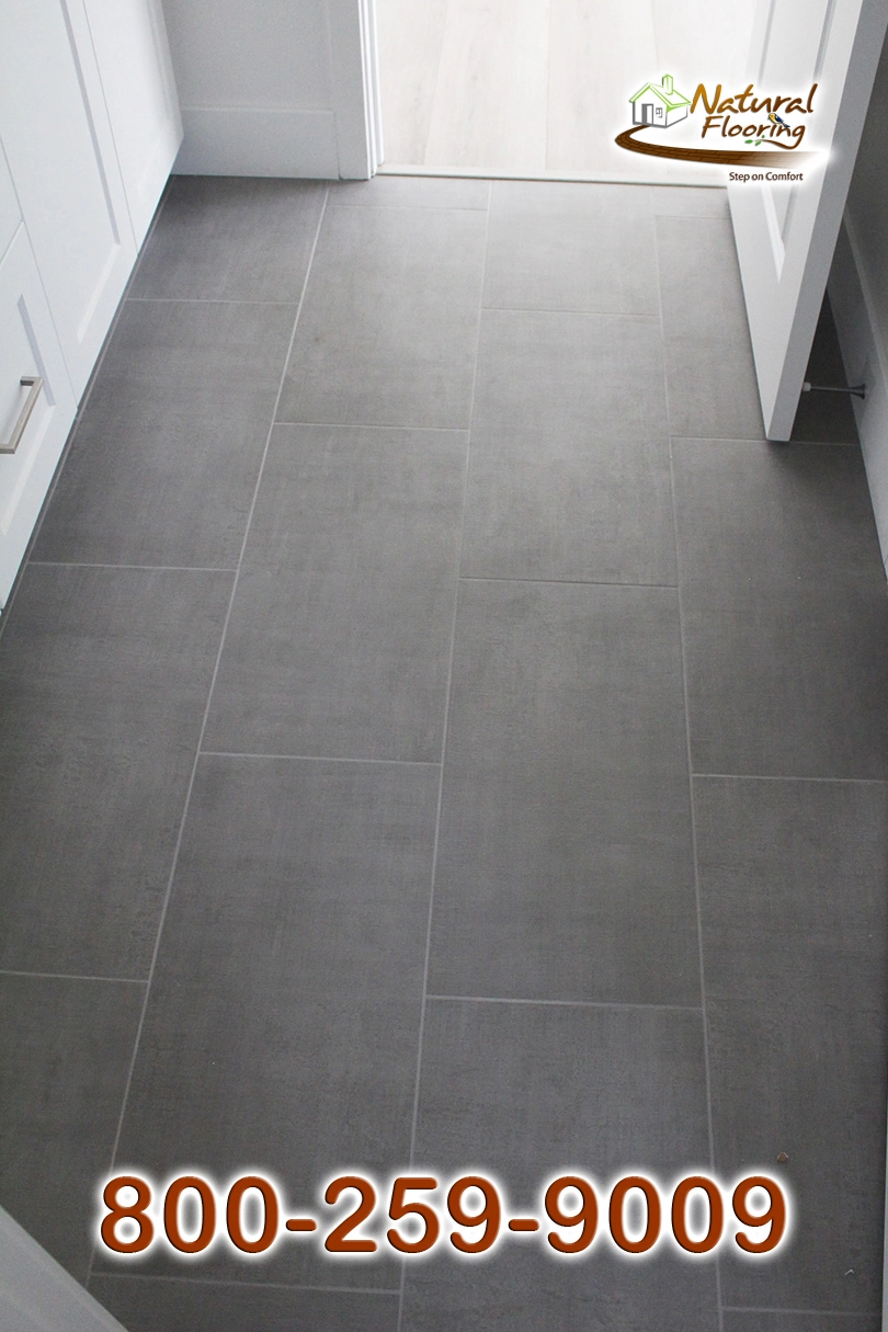 Master Bathroom Stagged Porcelain Tile Floors