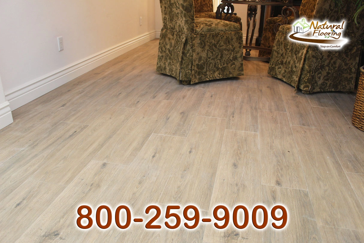 Tan Wood Plank Tile Floor