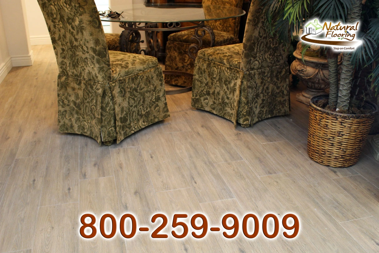 Tan Wood Plank Tile Floor