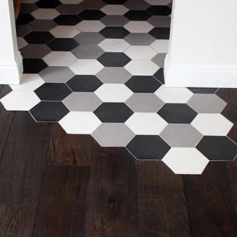 Honey Comb Tile Wood Transition 1