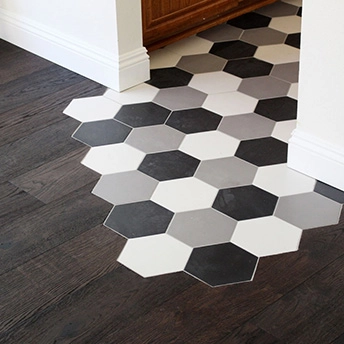 Honey Comb Tile Wood Transition 2